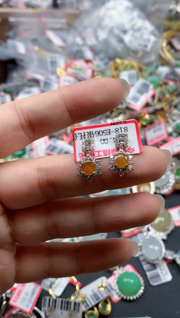 银S925镶嵌戒指翡翠天然A货缅甸翡翠