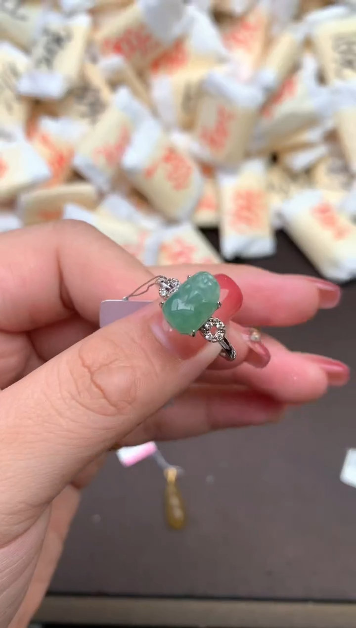 翡翠银S925镶嵌戒指  — 