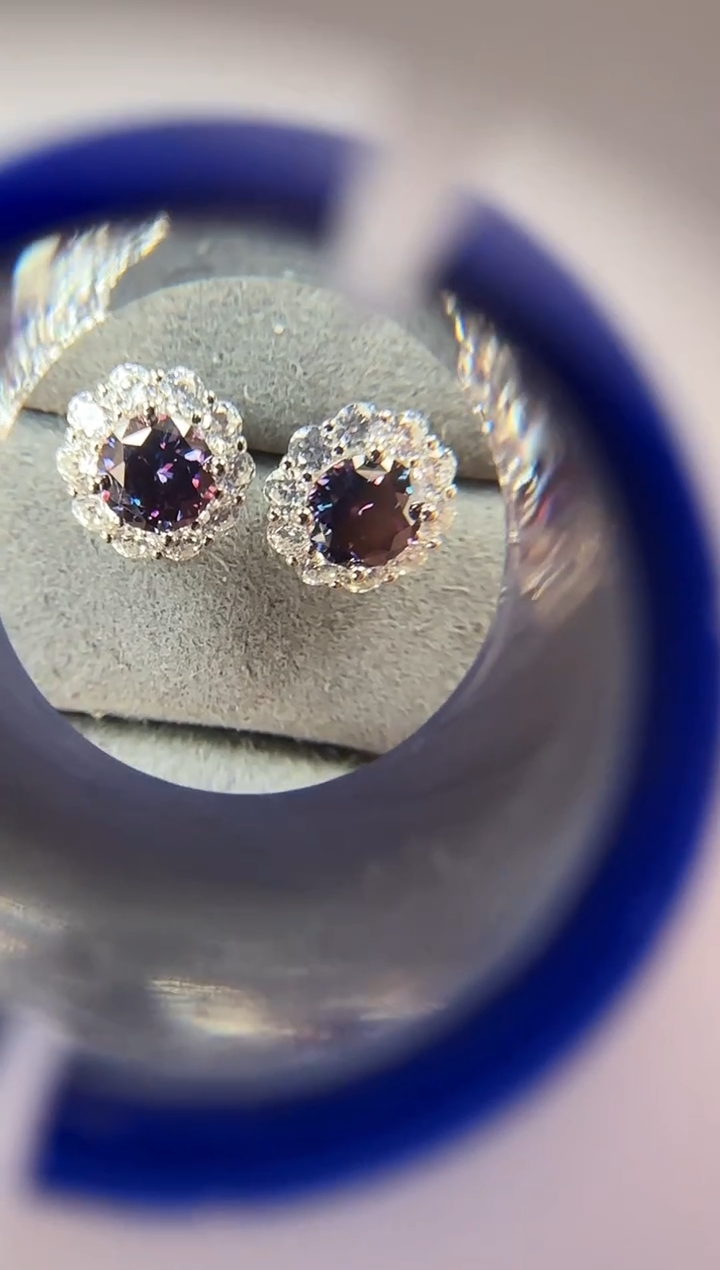 主播定制链接 紫色耳饰1ct