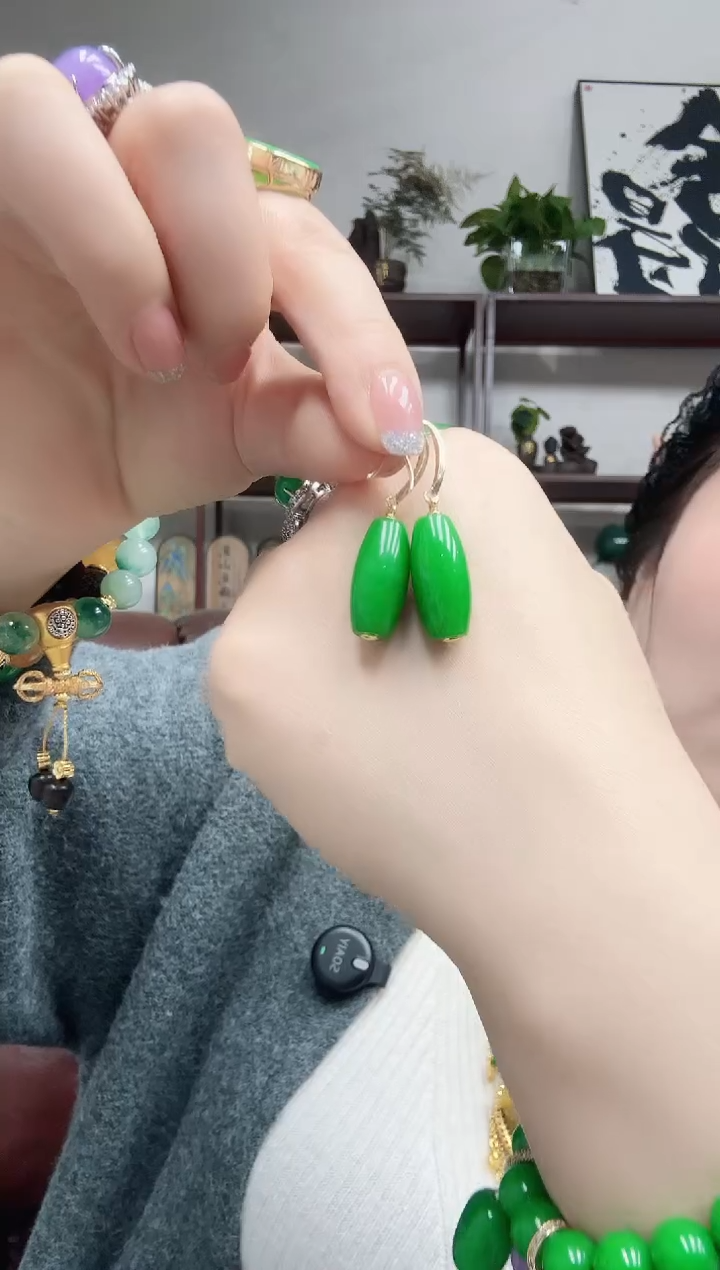 未镶嵌翡翠耳坠路路通耳坠