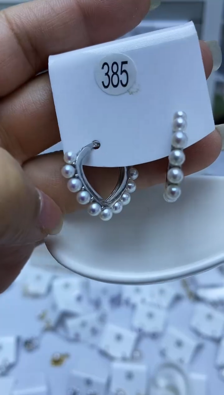 银S925镶嵌耳饰淡水珍珠385