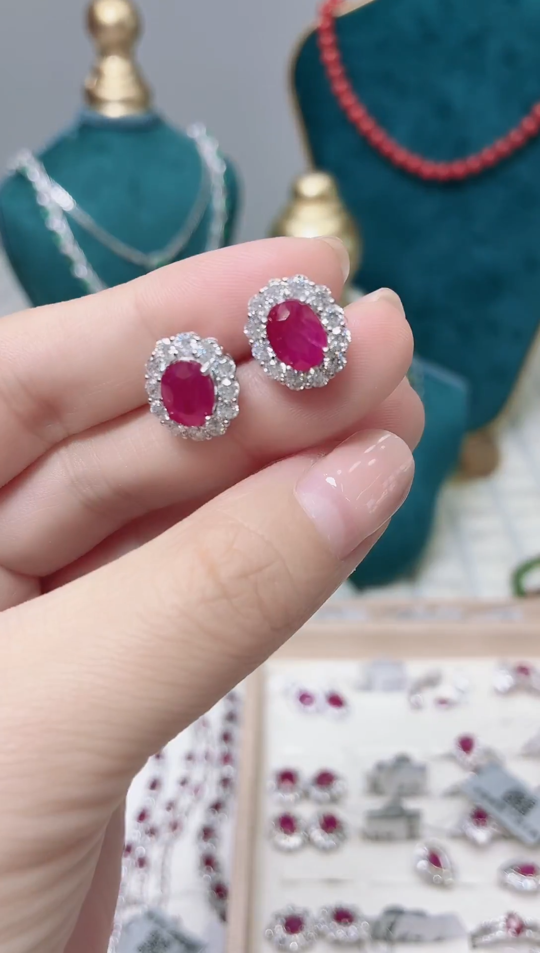 银S925镶嵌耳饰红宝石078BJ1225产品一个（多样性）