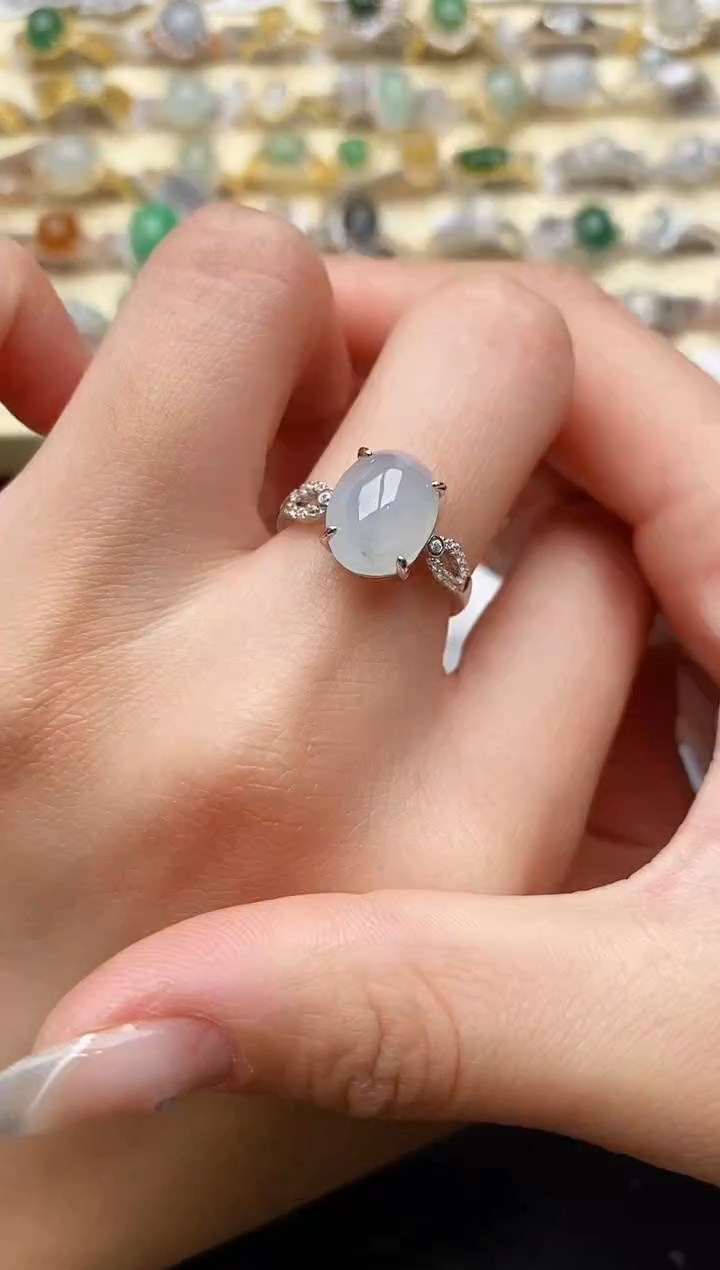 【闪购商品】翡翠戒指银S925镶嵌55555555+5