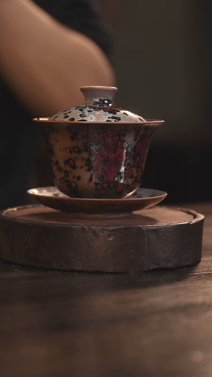 【闪购商品】杯96柴房陶瓷丨斑鹿系列三才盖碗