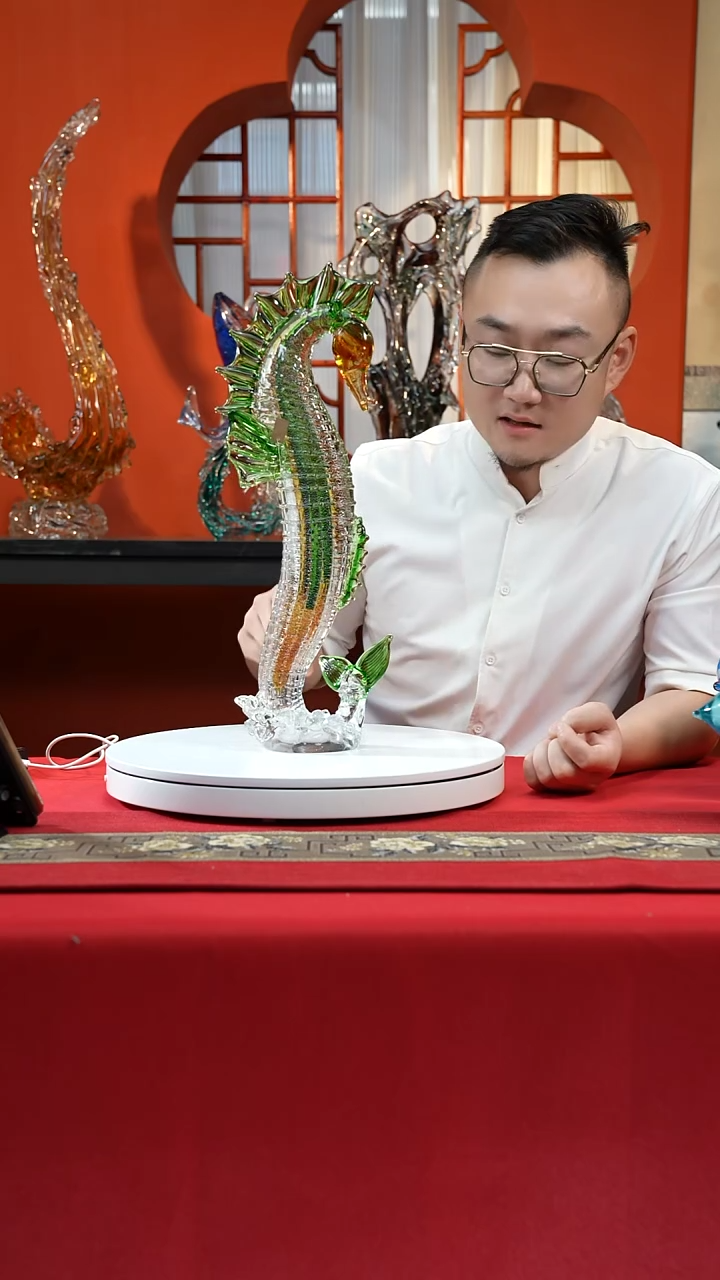手工艺品琉璃新品海马艺术摆件绿色