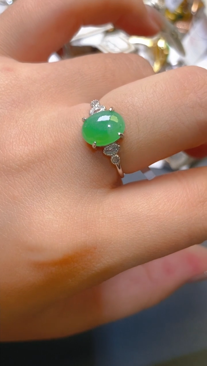 【闪购商品】翡翠耳饰银S925镶嵌天然A货翡翠1