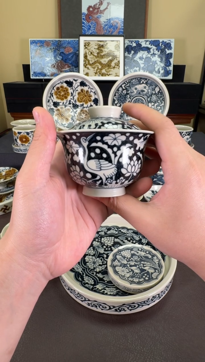 【闪购商品】二号釉一路连科盖碗