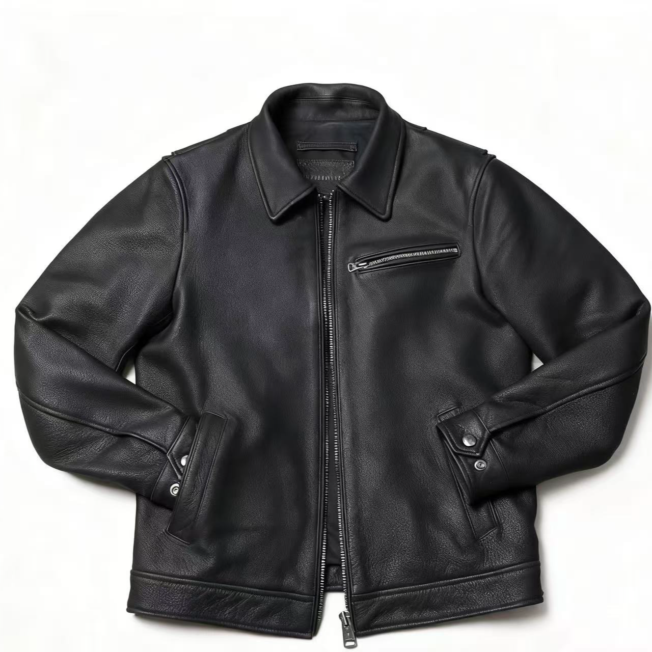 1930款复古做旧翻领无涂磨面牛皮机车真皮时尚休闲男士秋冬皮衣