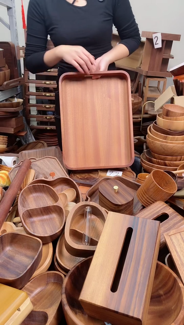 木  乌檀木圆角托盘39*29*5cm  