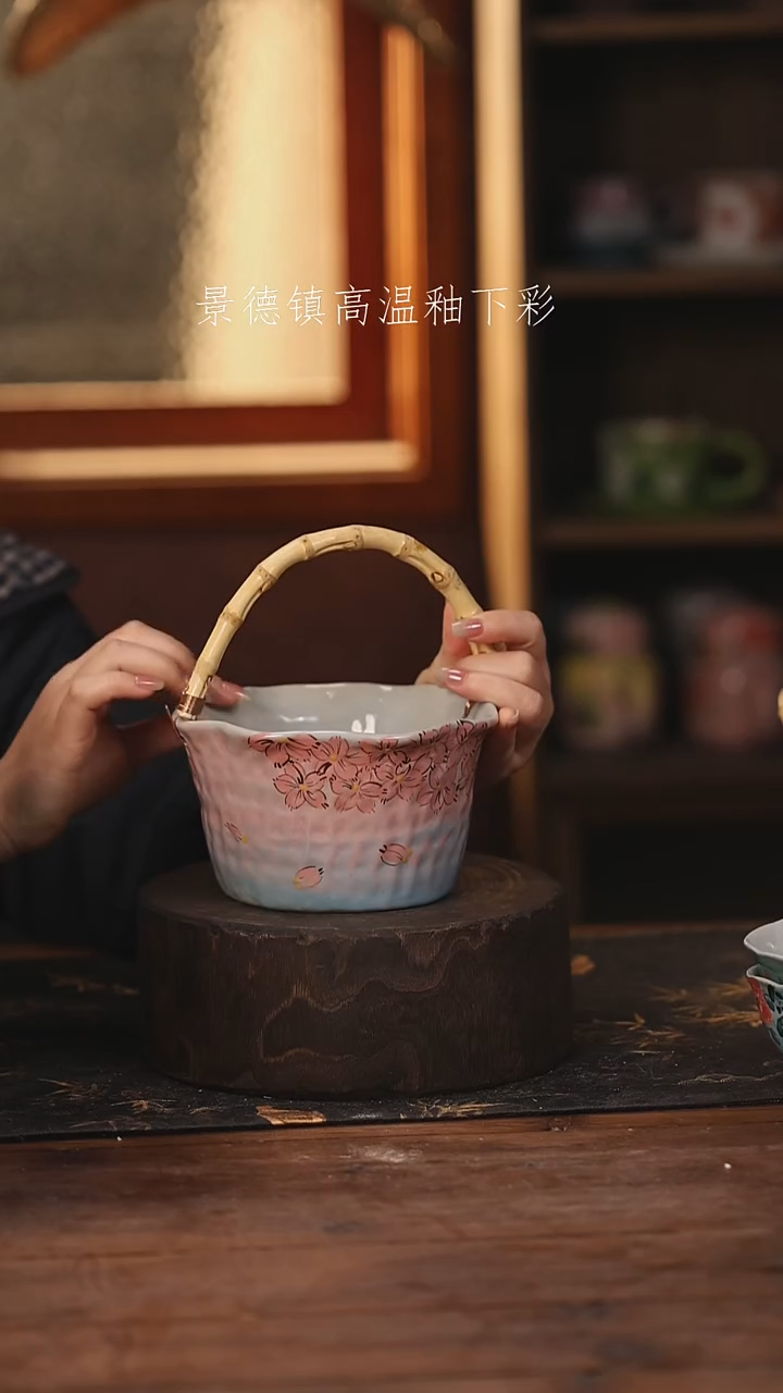 陶瓷景德镇高温釉下手绘陶瓷@L467@