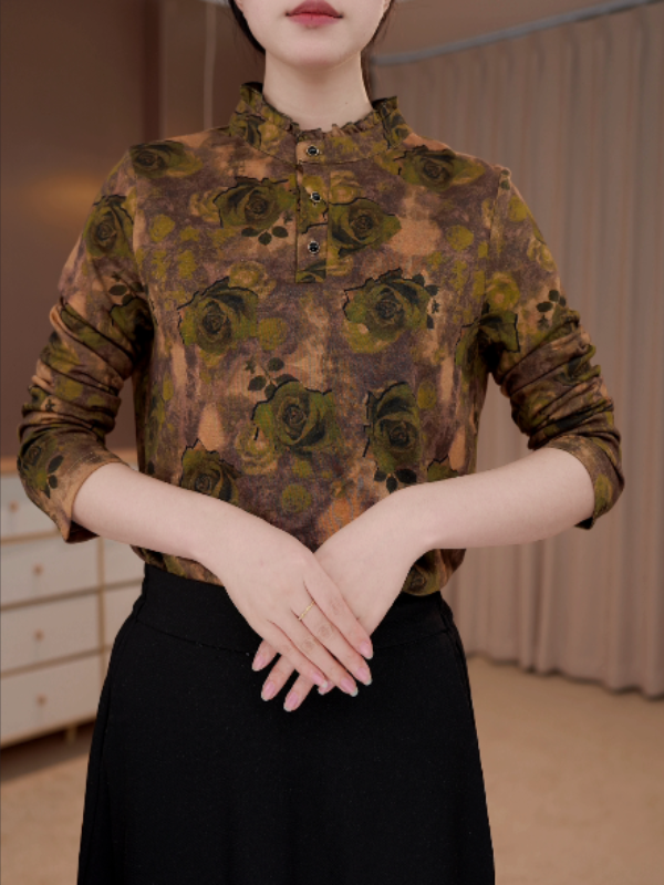 Y217新款秋冬圆领高端小衫套头时髦长袖上衣打底衫女