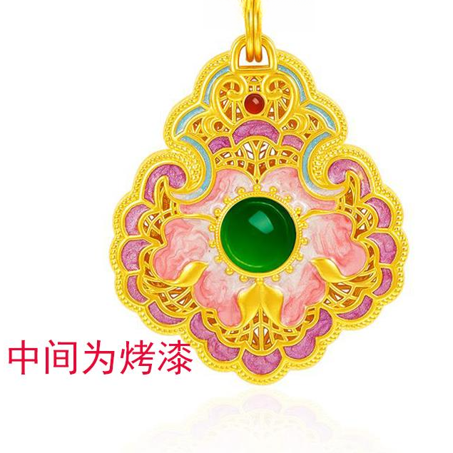 福满圆珠宝 足金999投资金 无氰花丝国色牡丹锁包