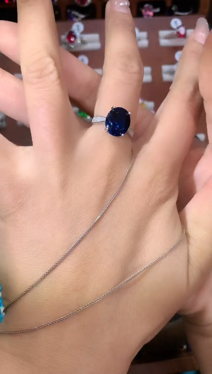 无925银皇家蓝色戒指