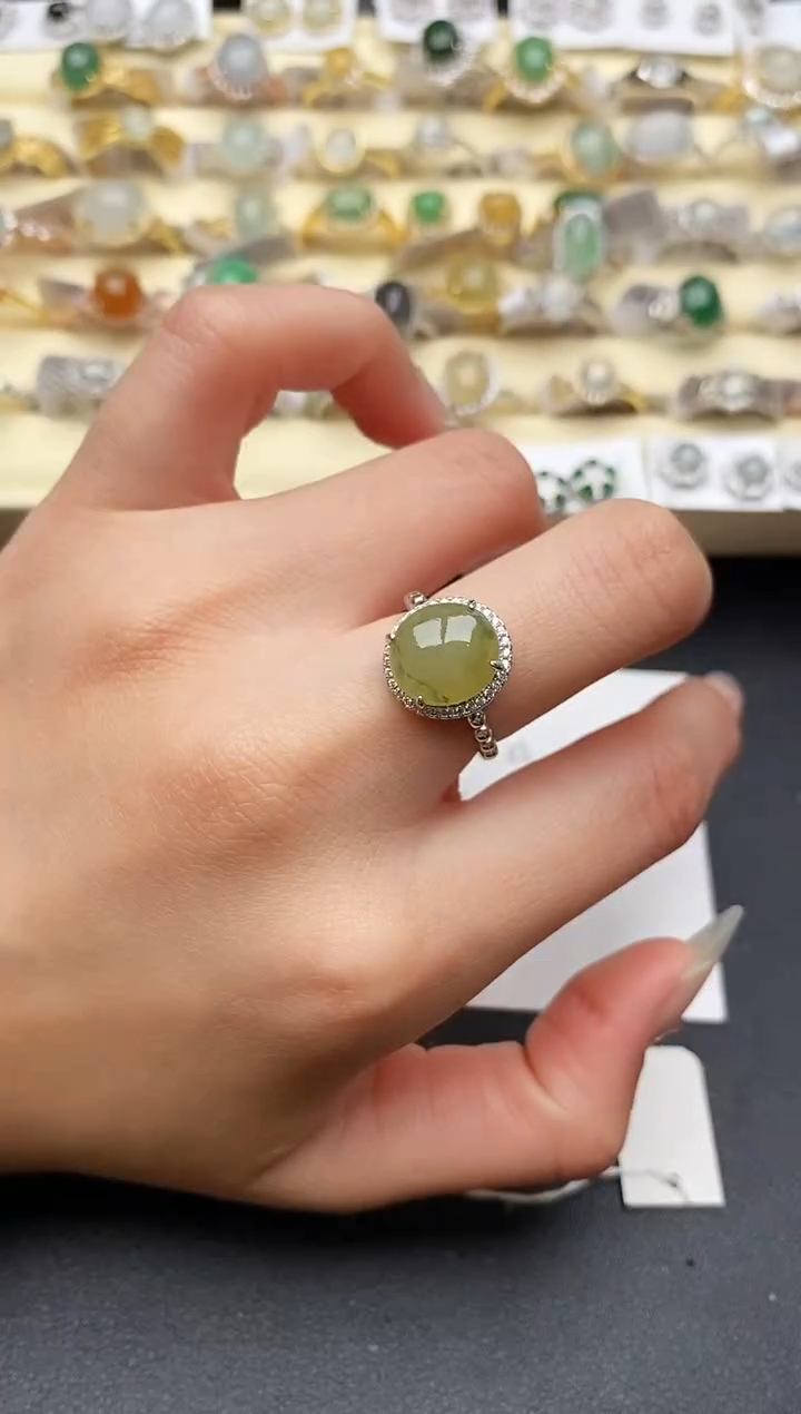 【闪购商品】翡翠戒指银S925镶嵌44444444+3