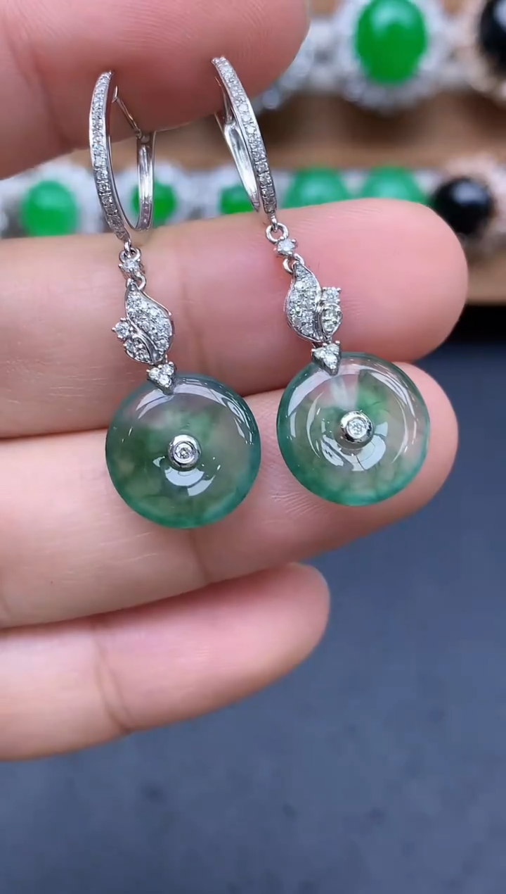 18K金镶嵌翡翠耳饰580-中国好珍宝