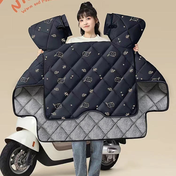  电动车冬季加绒防风挡风被