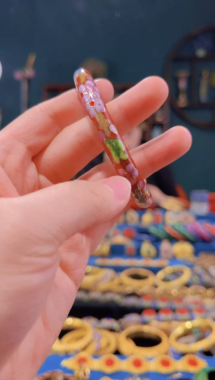 【闪购商品】景泰蓝棍镯细砖红色