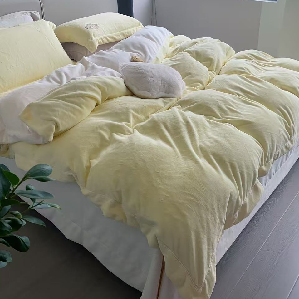 丽家平！kiss爱 丽绵绒！被窝里太阳大肉感床品裸睡牛奶棉绒四件套 