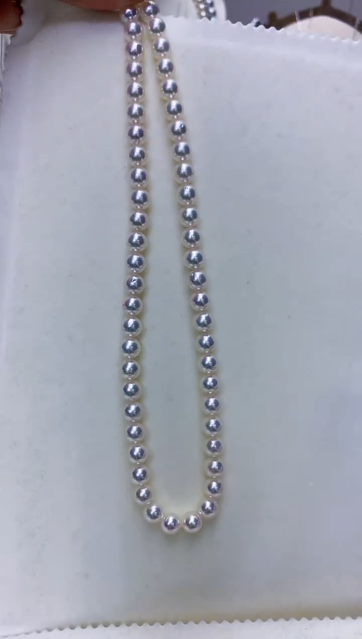 【闪购商品】海水珍珠饰品银S925镶嵌7-7.5满珠链·奶奶的脸