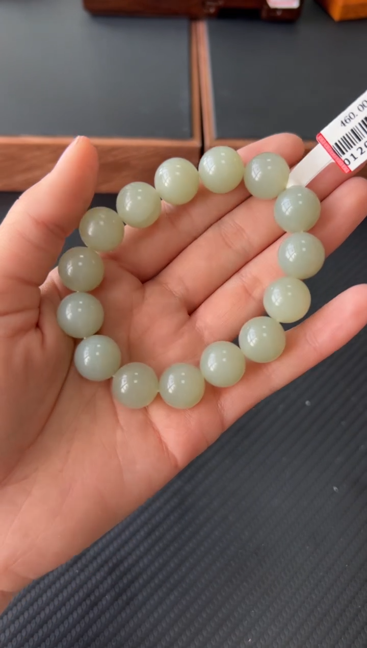 【闪购商品】未镶嵌和田玉手串且末微色差近矿卡14HS