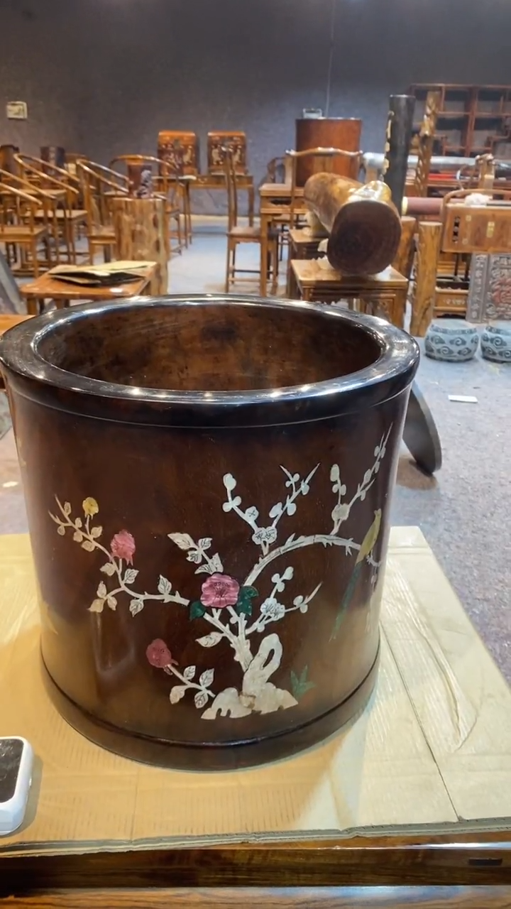 木珍藏老货镶嵌大笔筒