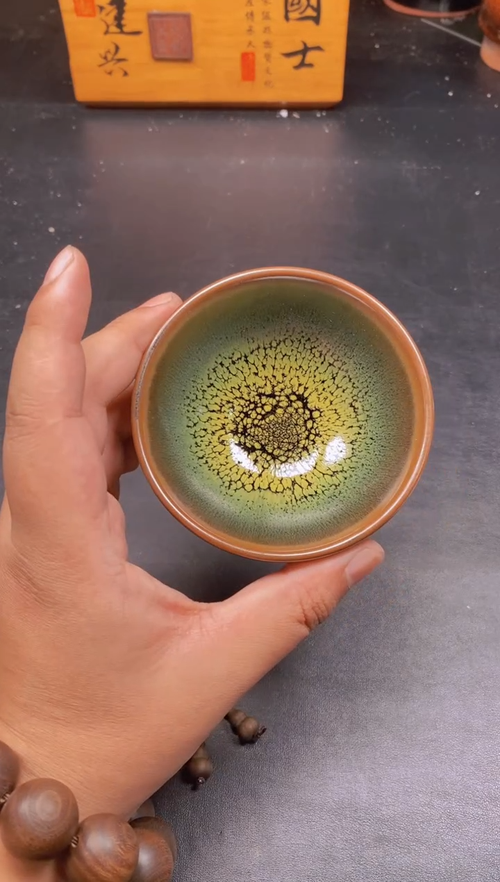 茶盏绿鹧鸪平口 精美主人杯 