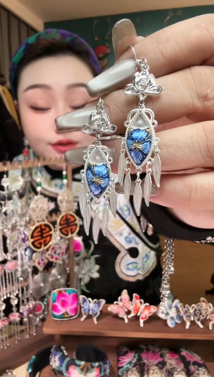 刺绣纯手工民族风刺绣耳环