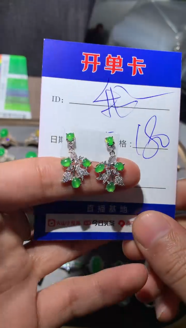 【闪购商品】翡翠耳饰银S925镶嵌我不想去上学