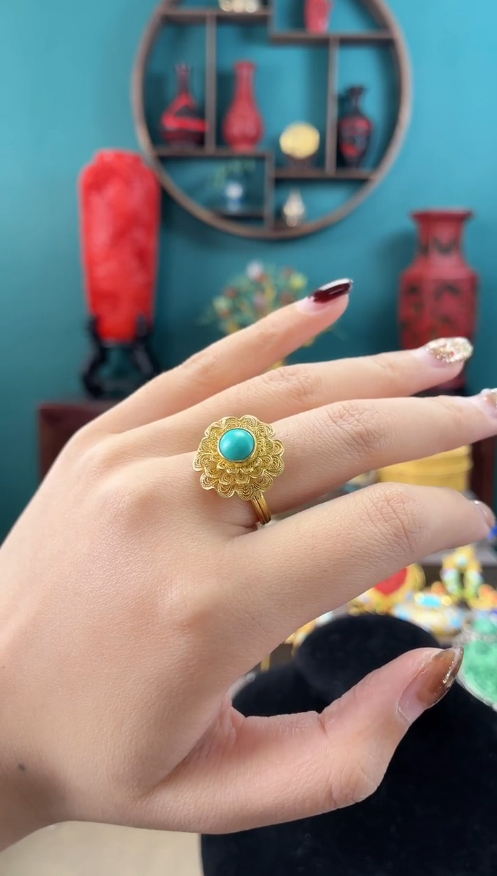 非遗手工花丝镶嵌戒指