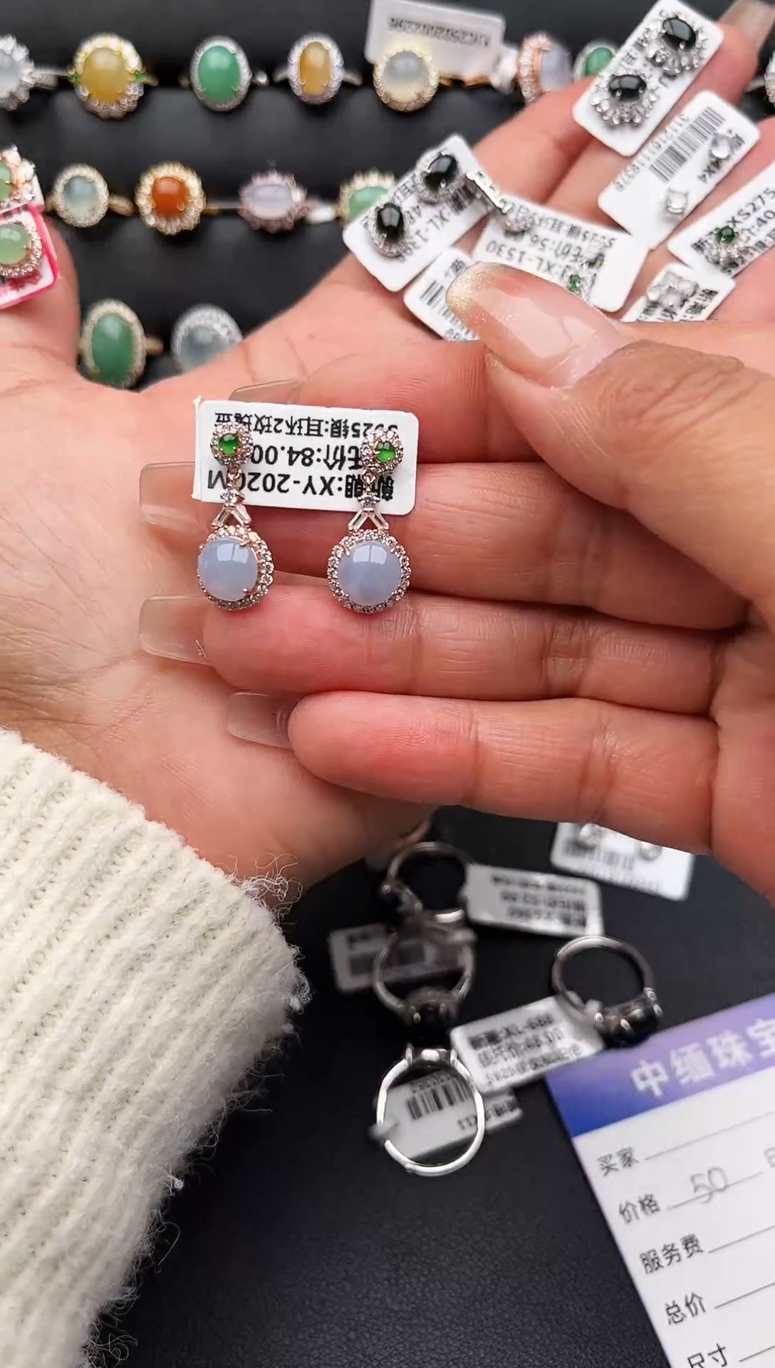 【闪购商品】翡翠耳钉银S925镶嵌缅甸天然A货翡翠S925银镶嵌