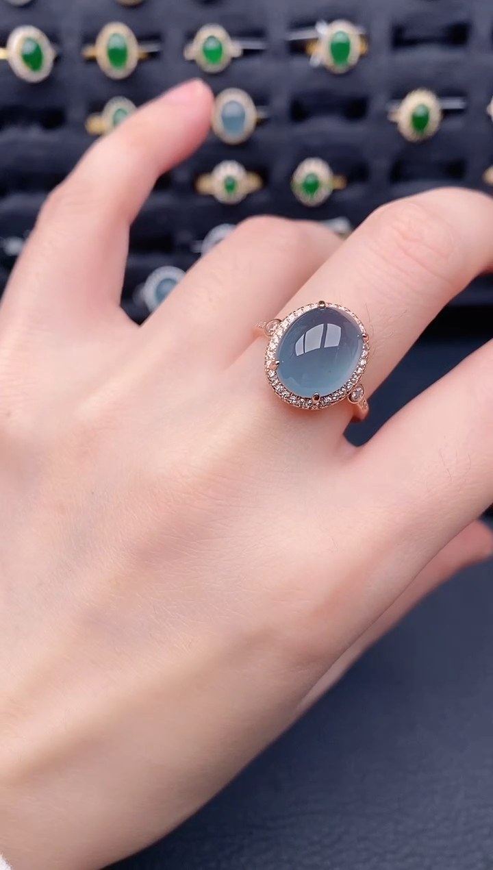 银S925镶嵌戒指翡翠天然a货翡翠209