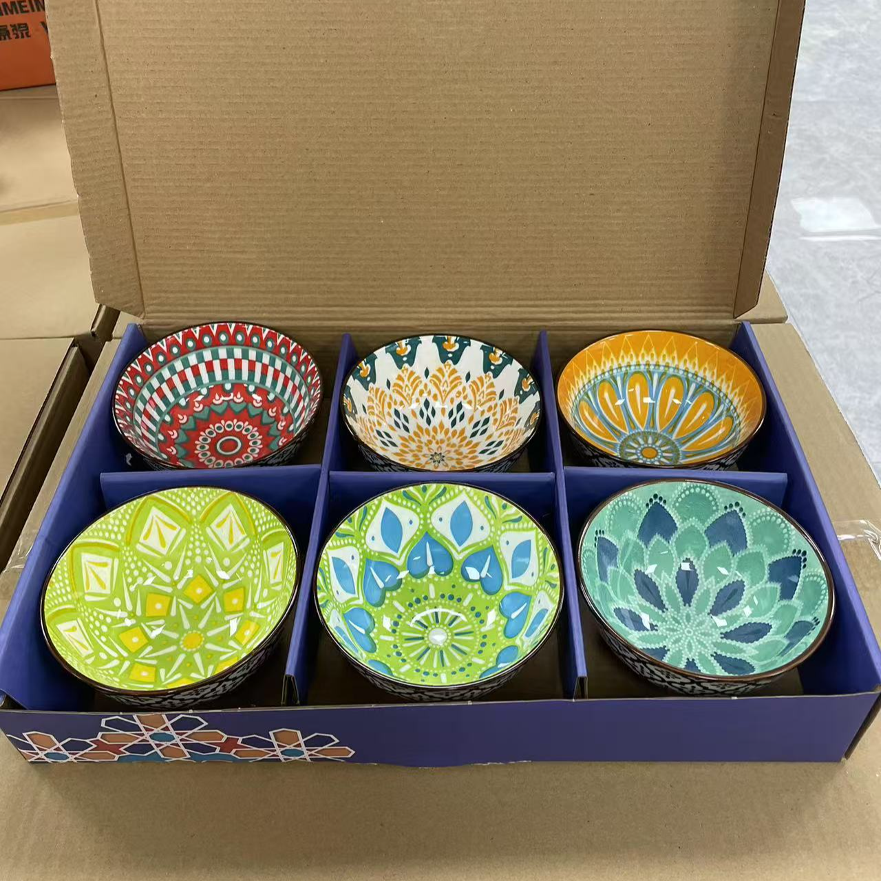 Lz家用宫廷陶瓷碗六个装（颜色随机）