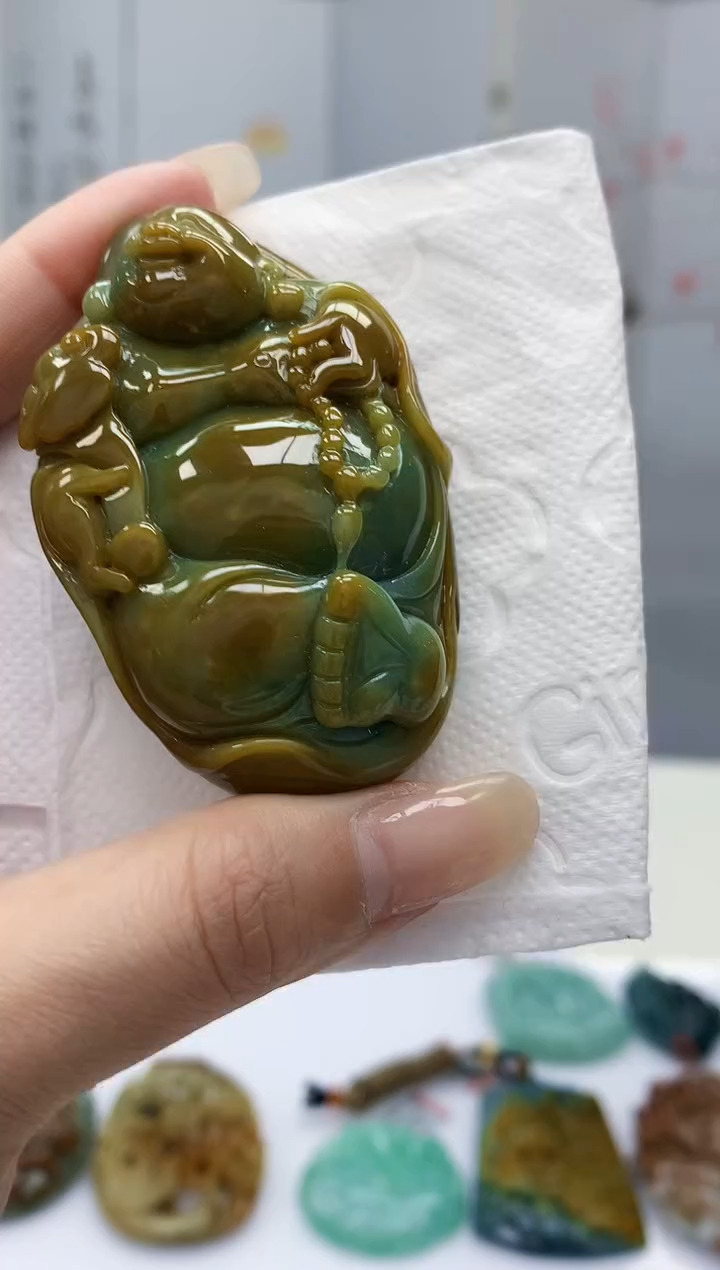 【闪购商品】定制翡翠未镶嵌4852lr-毛货挂件送珠链26