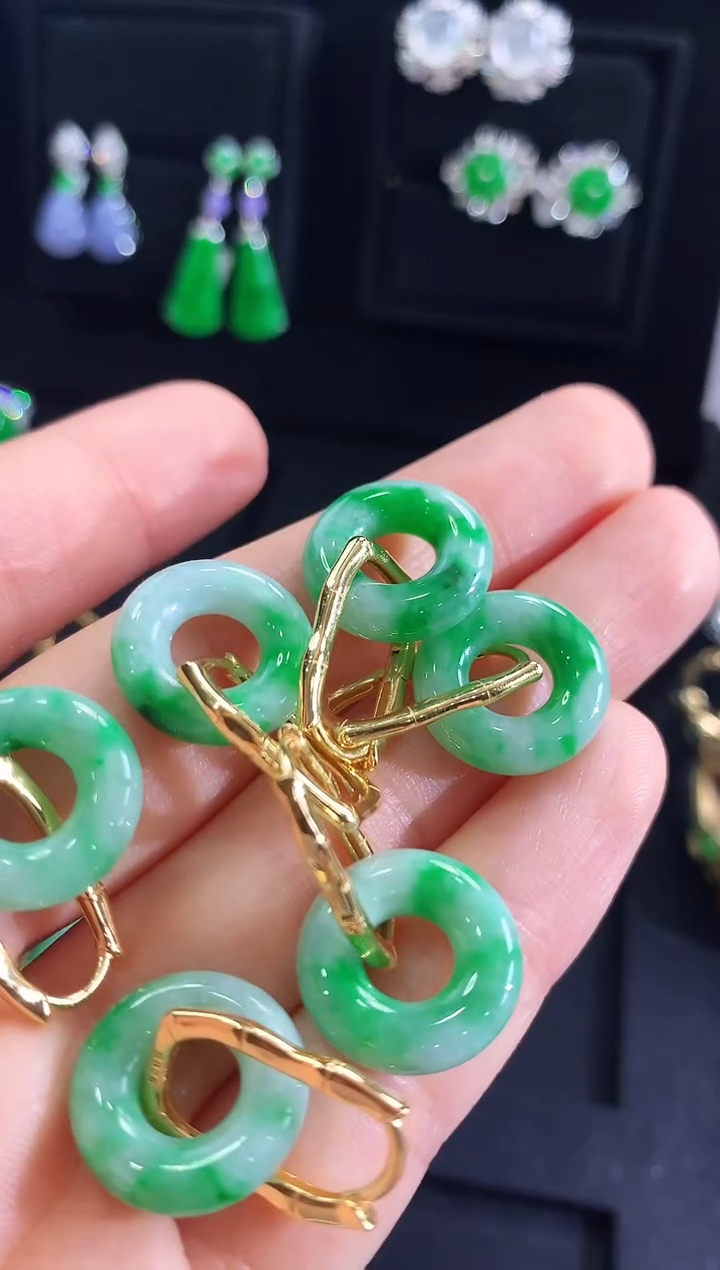【闪购商品】翡翠耳饰银S925镶嵌耳饰（多样性发货发一对）