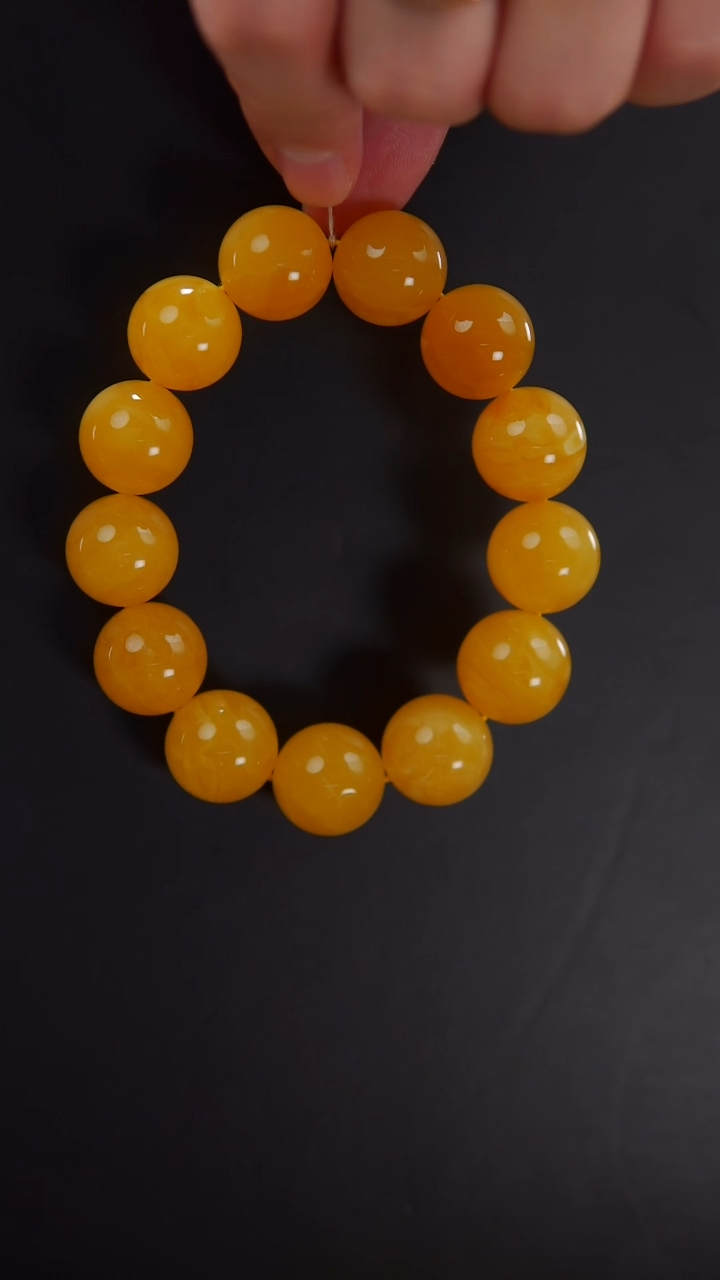 【闪购商品】蜜蜡裸石未镶嵌18焦皮橘底手串48.42