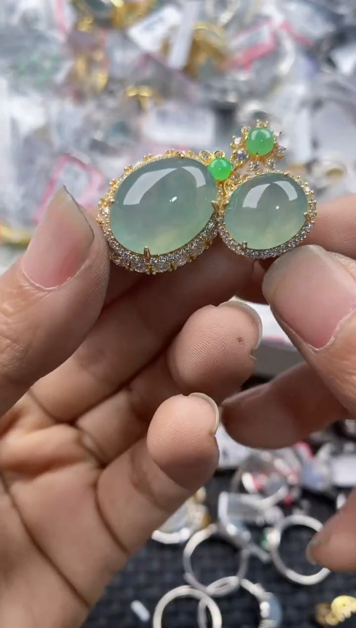 银S925镶嵌戒指翡翠888            10