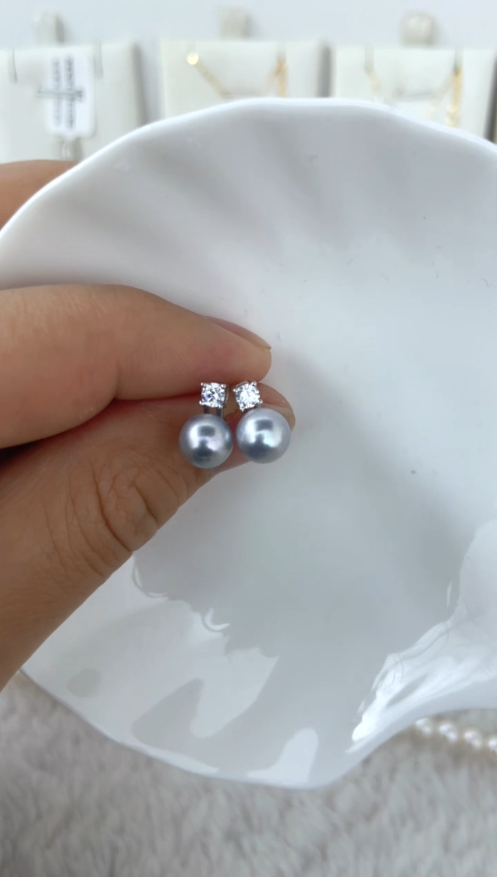 【闪购商品】海水珍珠耳饰银S925镶嵌耳钉