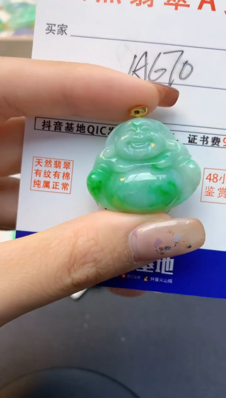 颈饰18K金镶嵌翡翠天然缅甸A货翡翠百元以上9元证书费自理