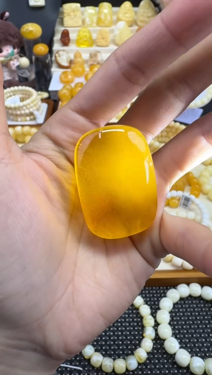 裸石琥珀未镶嵌宝衡 无双 焦皮银河金沙精工厚切牌 手工制