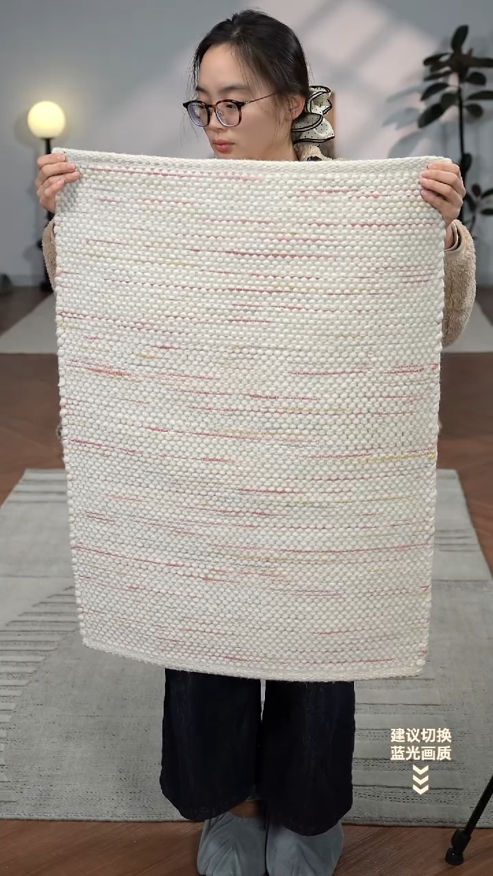 羊毛【60*90】印度进口手工羊毛地毯【红黄彩条】