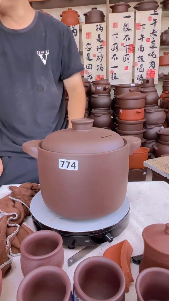 宜兴紫砂4升直筒锅紫泥 774