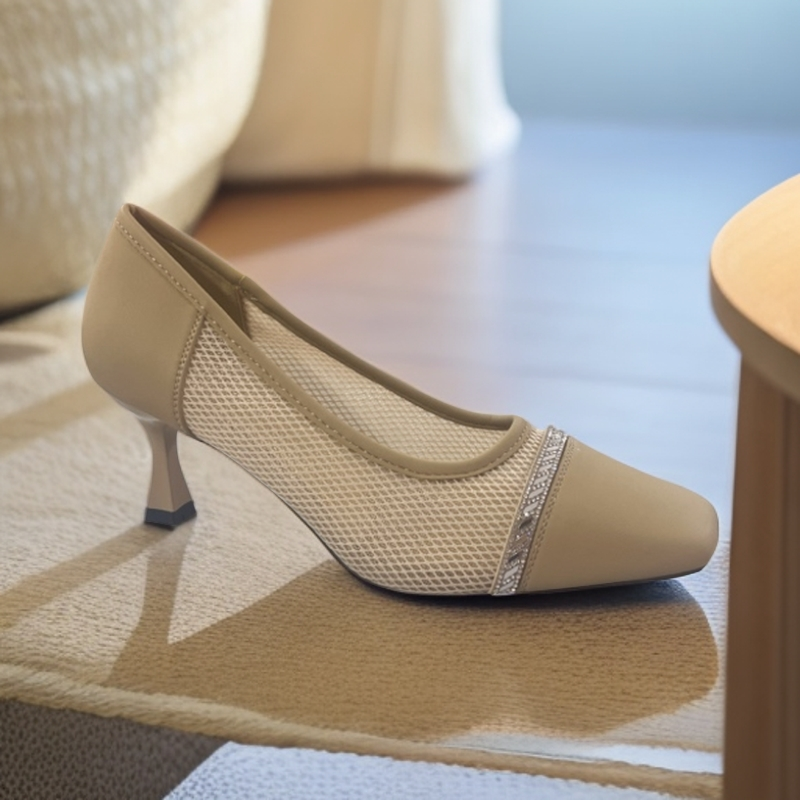 19002 透气网纱舒适夏季时尚简约百搭低跟单鞋