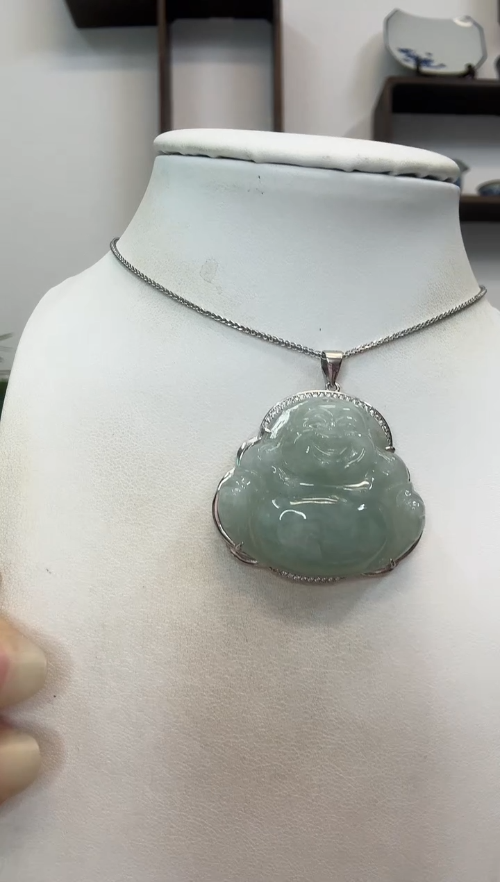 吊坠(赠链)银S925镶嵌翡翠佛公