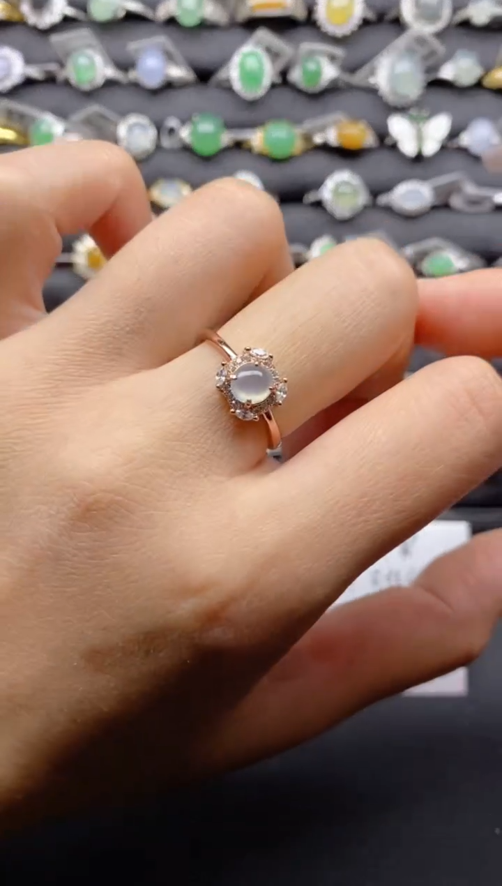 【闪购商品】翡翠戒指银S925镶嵌 S925银镶嵌翡翠戒指