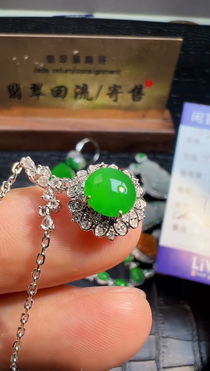 【闪购商品】翡翠颈饰18K金镶嵌翡翠回流