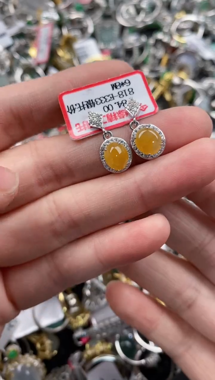 银S925镶嵌戒指翡翠222      7