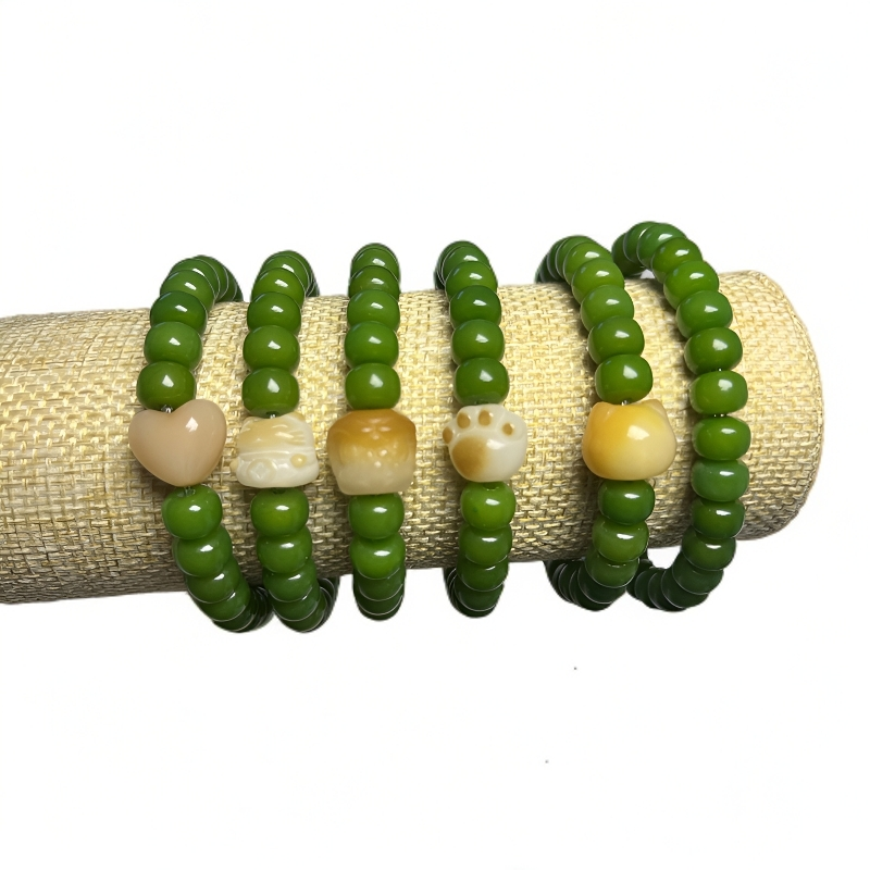  精品菩提手串苹果绿爱心猫头猫爪醒狮单圈时尚