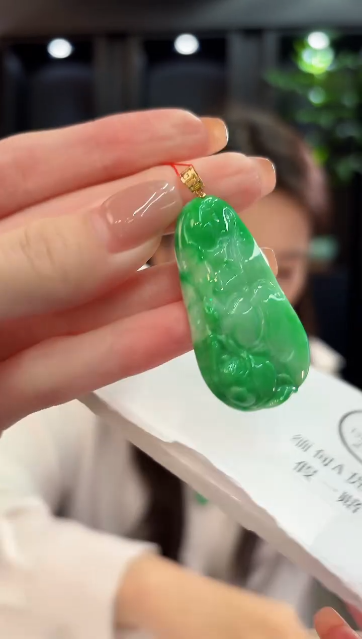 吊坠(不含链)18K金镶嵌翡翠 缅甸A货/支持复检/一件