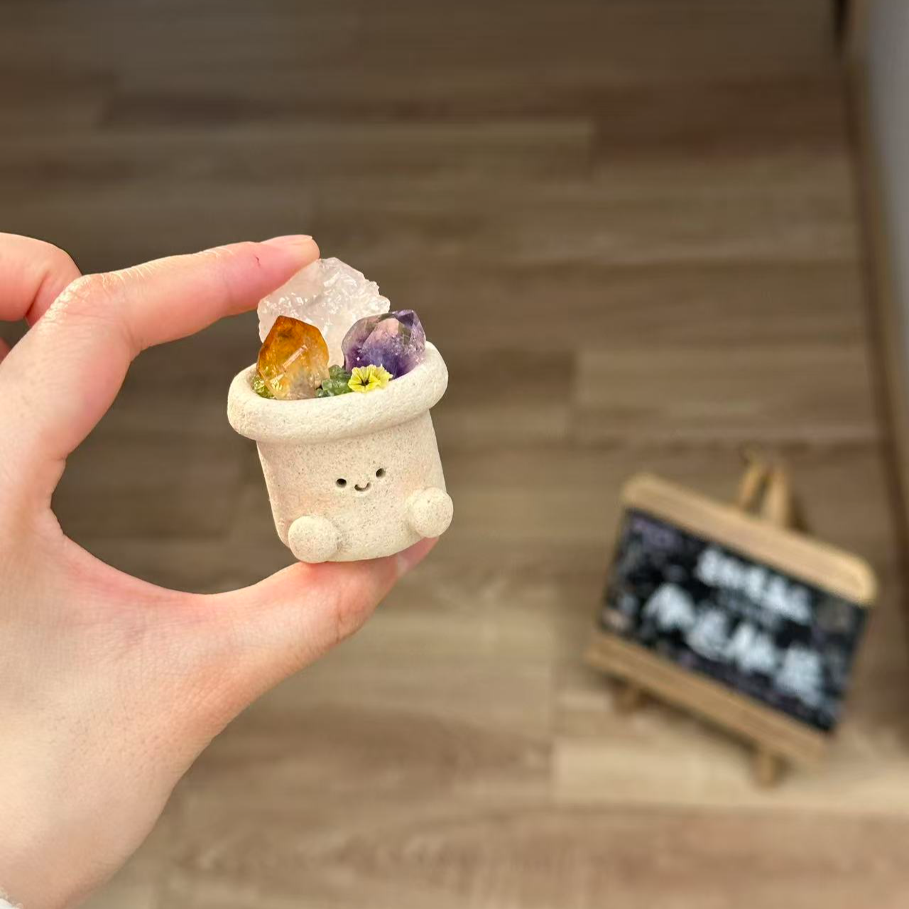 水晶小豆丁可爱大花盆