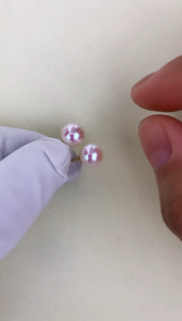 18K金镶嵌海水珍珠DA 8-9 耳钉 GD015